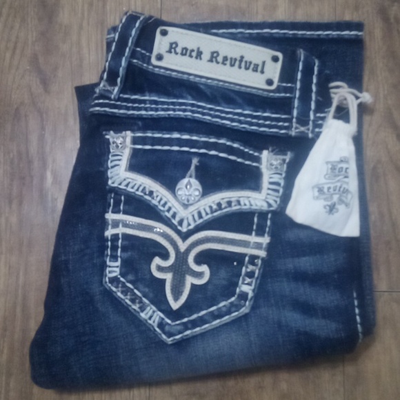 Rock Revival Women's Jeans 26 Bootcut Maria Embellished Shimmer NWOT - Picture 1 of 13